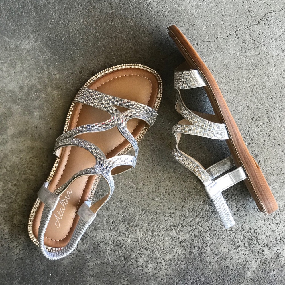Italina Silver Rhinestone Embellished Flat Sandal - Picture 7 of 8